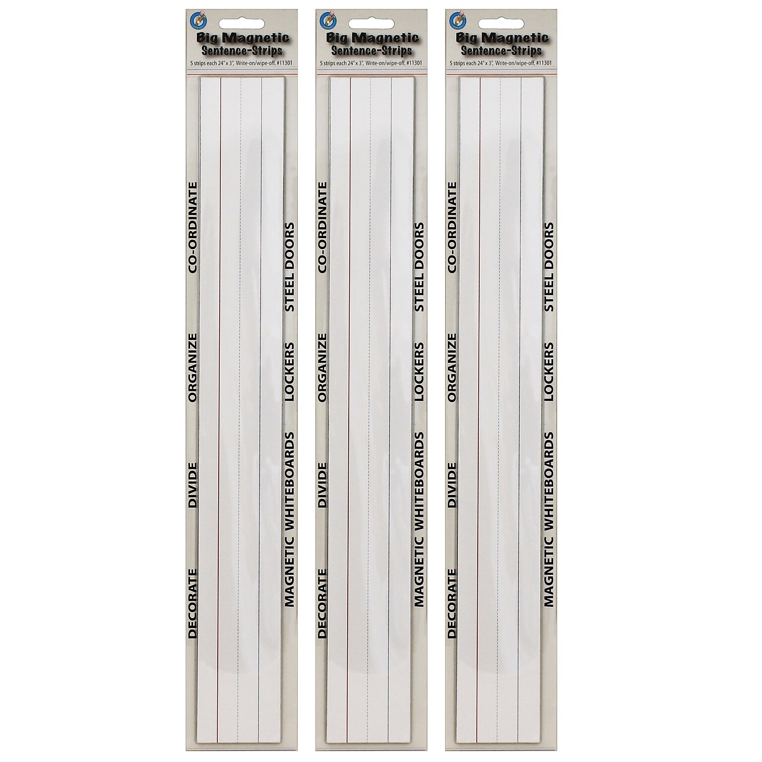 Ashley Productions Big Magnetic Sentence Strips, 3 x 24, 5 Per Pack, 3 Packs (ASH11301-3)