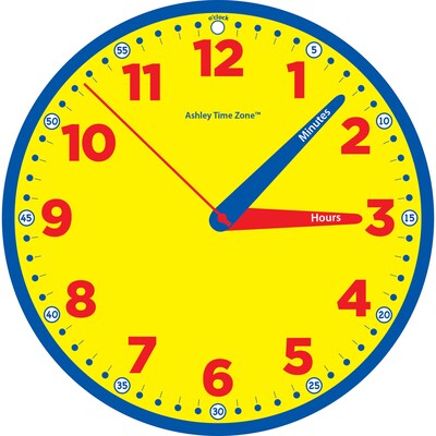 Ashley Productions Time Zone Instruction Clock, 12", Multicolored (ASH50200)