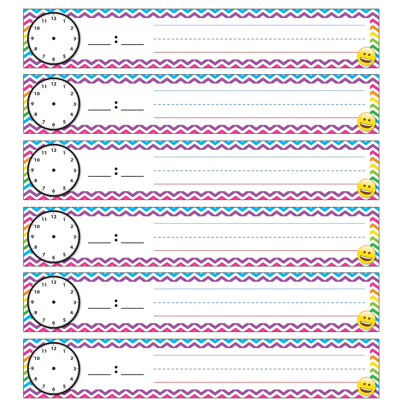 Ashley Productions Pocket Chart Inserts Scheduling/Sentence Strip Cards, 2 x 12, Emotions Icon, 12/Pack, 6 Packs (ASH94800-6)
