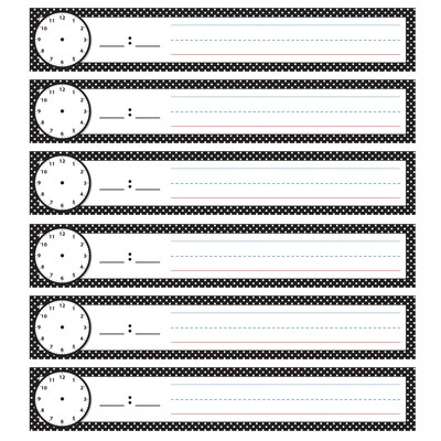 Ashley Productions® Scheduling Pocket Chart Inserts, B&W Polka Dots, 2 x 12, 12 Per Pack, 6 Packs (ASH94804-6)