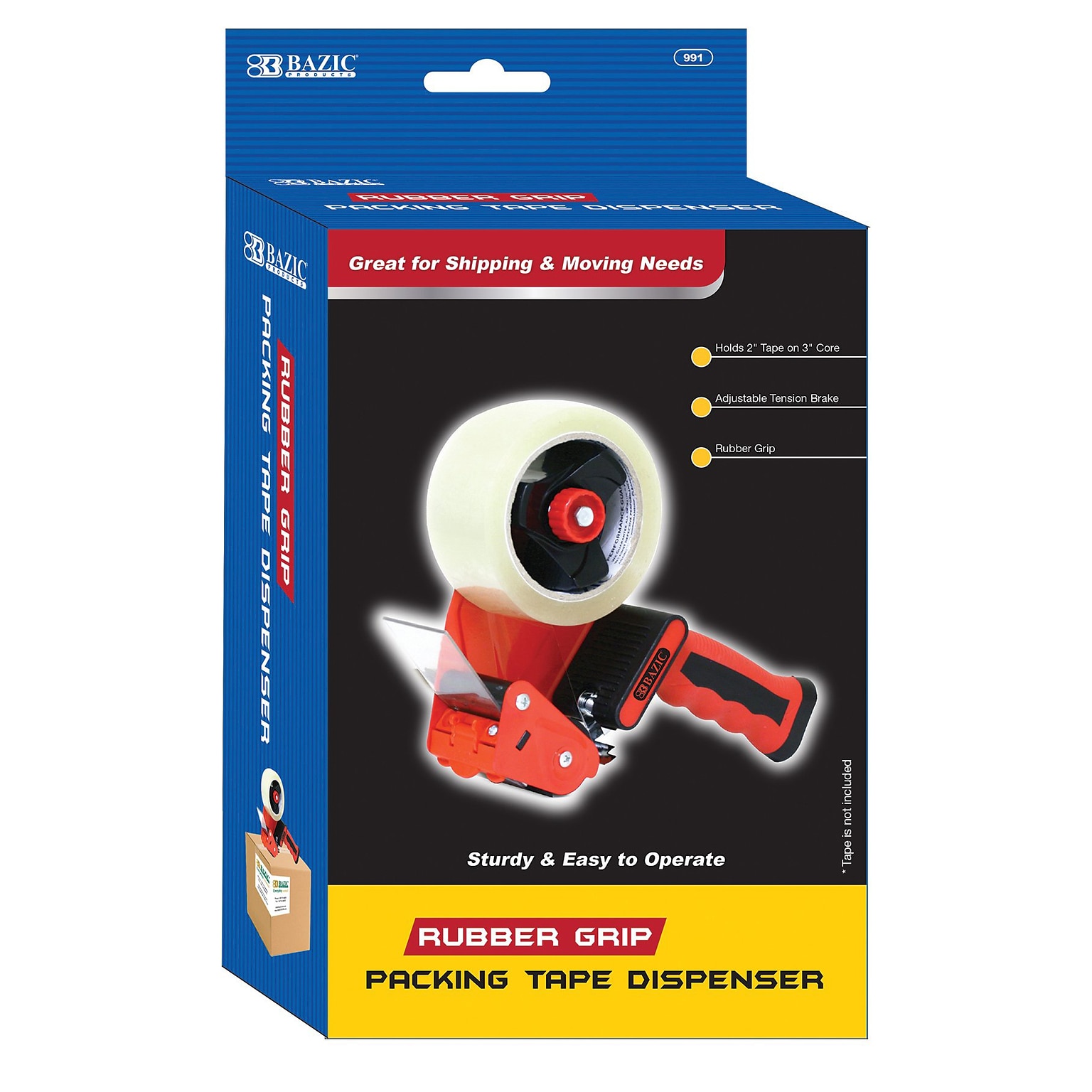 BAZIC Products Packing Tape Dispenser, Red (BAZ991)