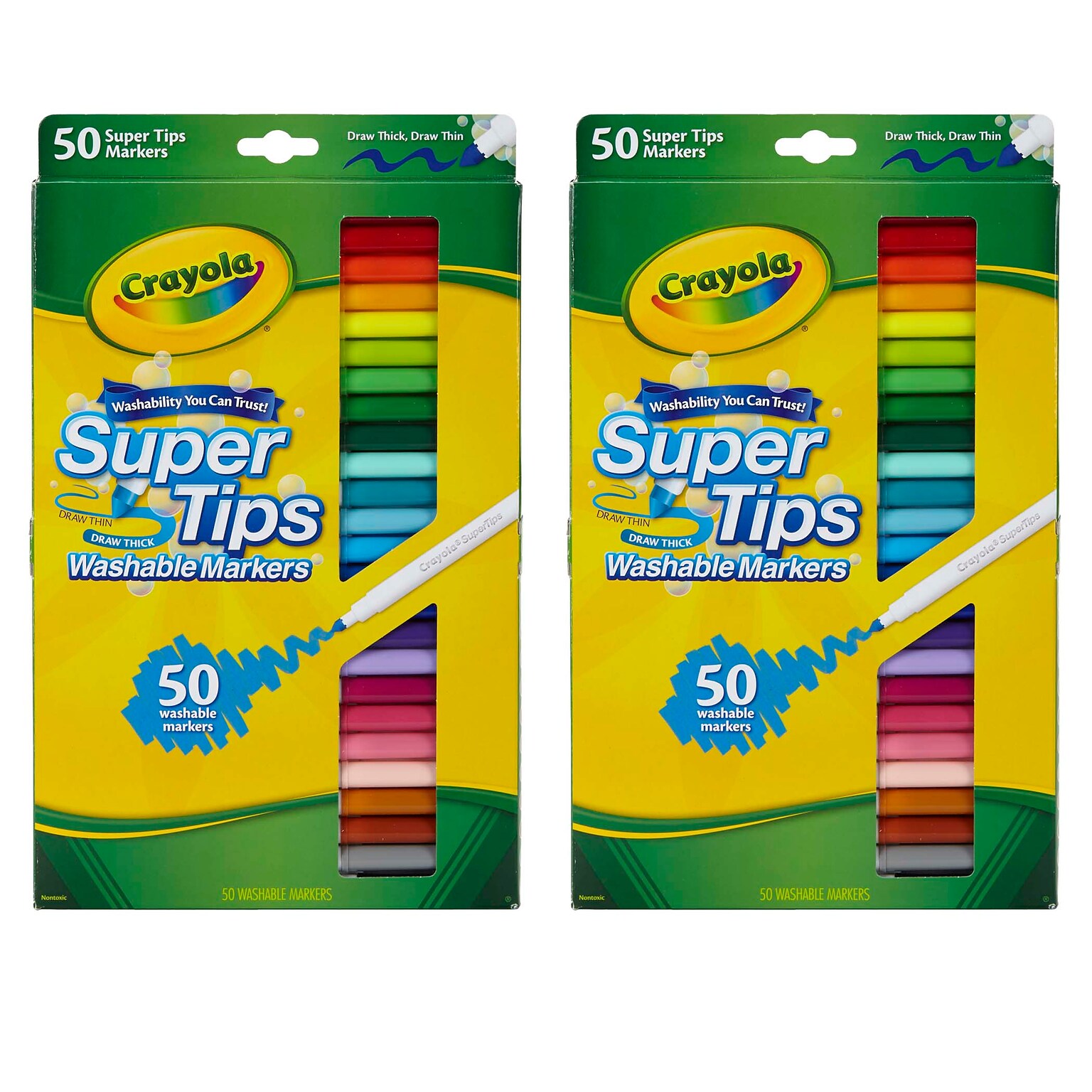 Crayola Washable Markers, Super Tips, 50 Assorted Colors, 2 Boxes (BIN585050-2)