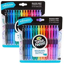 Crayola Take Note! Retractable Gel Pens, Medium Point, Assorted Colored Ink, 14/Pack, 2 Packs (BIN58