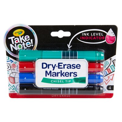 Crayola® Take Note Dry Erase Marker, Chisel Tip, Assorted Colors, 4 Per Pack, 6 Packs (BIN586543-6)