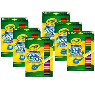 Crayola Washable Markers, Super Tips, 20 Assorted Colors, 6 Boxes