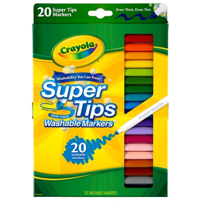 Crayola Washable Markers, Super Tips, 20 Assorted Colors, 6 Boxes