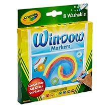 Crayola® Washable Window Markers, Broad Line, 8 Assorted Colors, 3 Boxes (BIN588165-3)