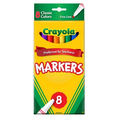 Crayola® Original Formula Markers, Fine Tip, 8 Classic Colors Per Box, 6 Boxes (BIN7709-6)