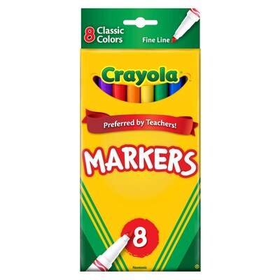 Crayola® Original Formula Markers, Fine Tip, 8 Classic Colors Per Box, 6 Boxes (BIN7709-6)