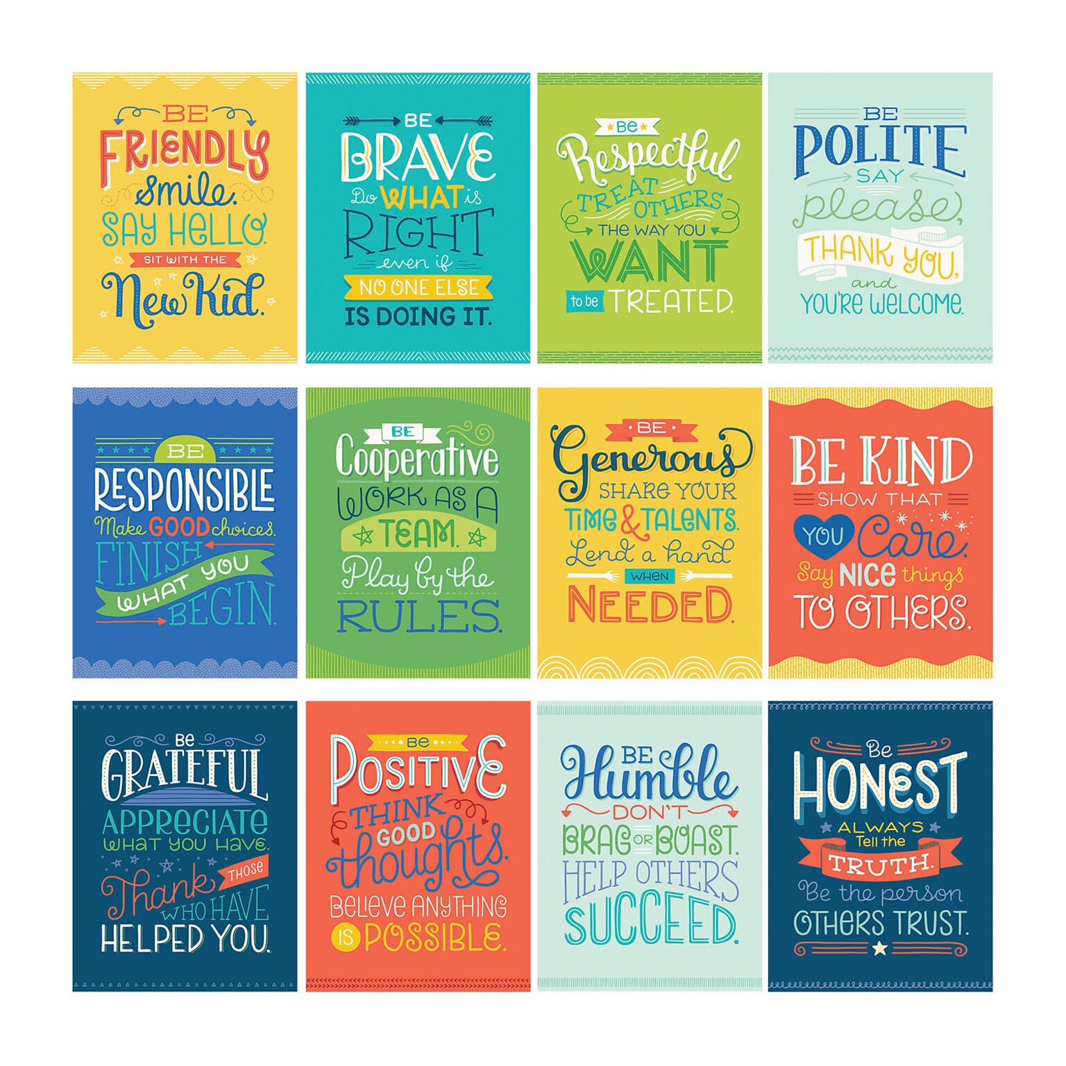 Carson Dellosa Education 8.5 x 11 Mini Posters: Positive Character Traits Poster Set, 12 Pieces (CD-106010)