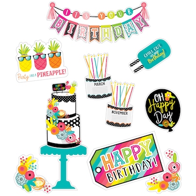 Schoolgirl Style™ Simply Stylish Tropical Pineapple Birthday Bulletin Board Set, 21 Pieces (CD-11046