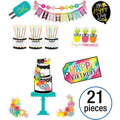 Schoolgirl Style™ Simply Stylish Tropical Pineapple Birthday Bulletin Board Set, 21 Pieces (CD-110464)