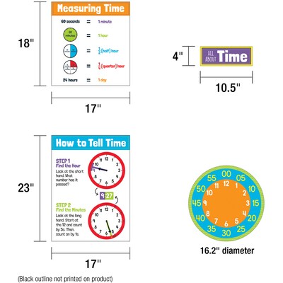 Carson Dellosa Education All About Time Bulletin Board Set, Grade 1-5, 23 Pieces (CD-110473)