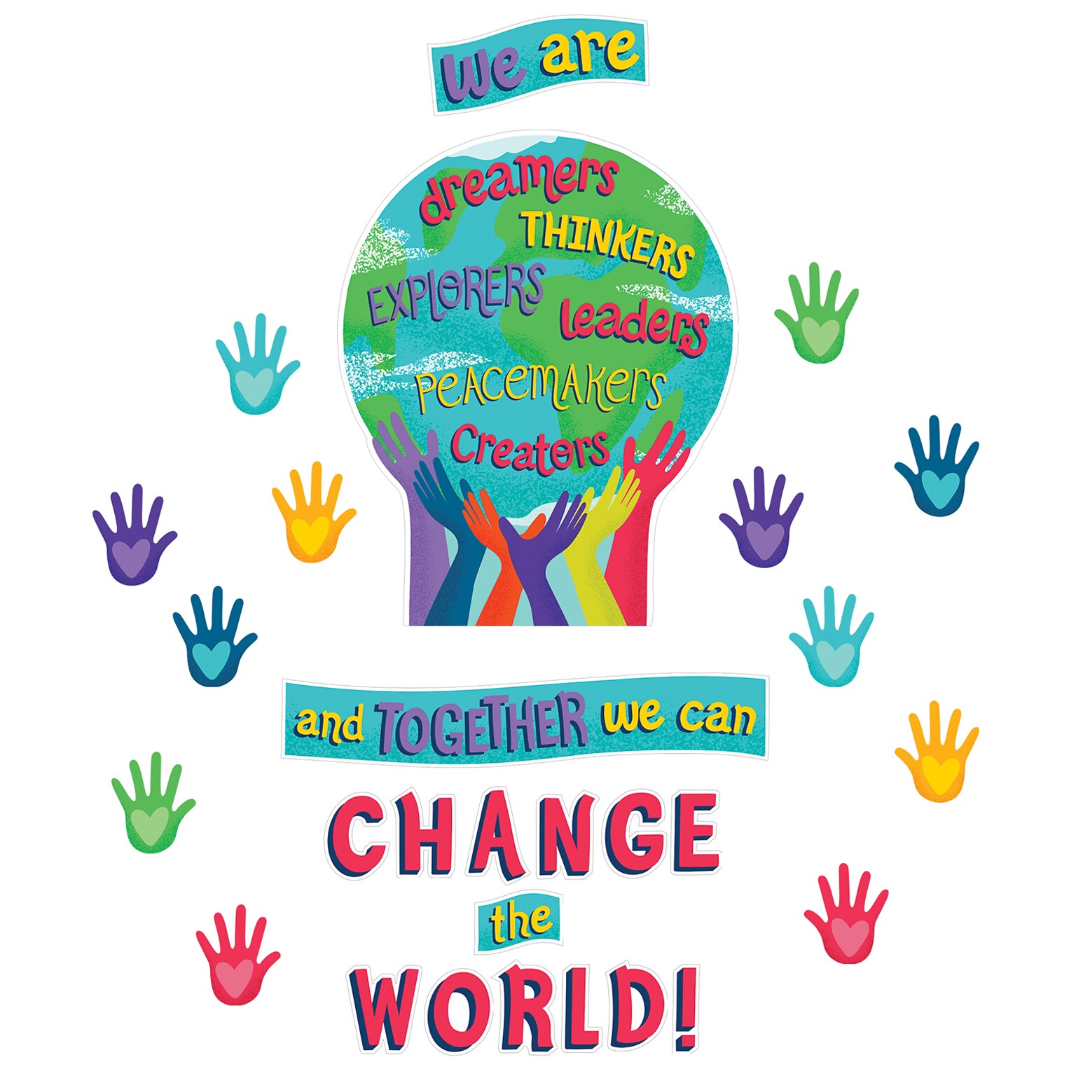 Carson Dellosa Education One World Together We Can Change the World Bulletin Board Set, 47 Pieces (CD-110488)