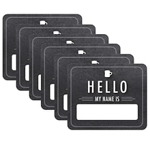 Schoolgirl Style™ Industrial Cafe Chalkboard Hello Name Tags, 3 x 2.5, 40 Per Pack, 6 Packs (CD-15