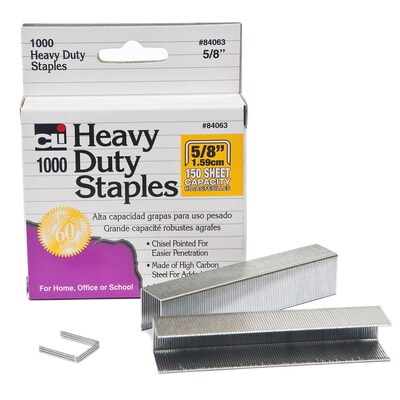 CLI Extra Heavy Duty Staples, 5/8" Leg Length, 1000/Pack, 6 Packs (CHL84063-6)