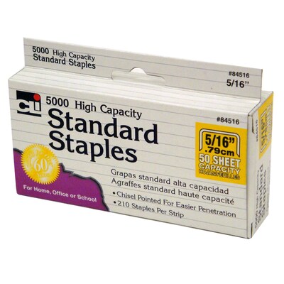 CLI High Capacity Standard Staples, 5/16 Leg Length, 5000/Pack, 10 Packs (CHL84516-10)