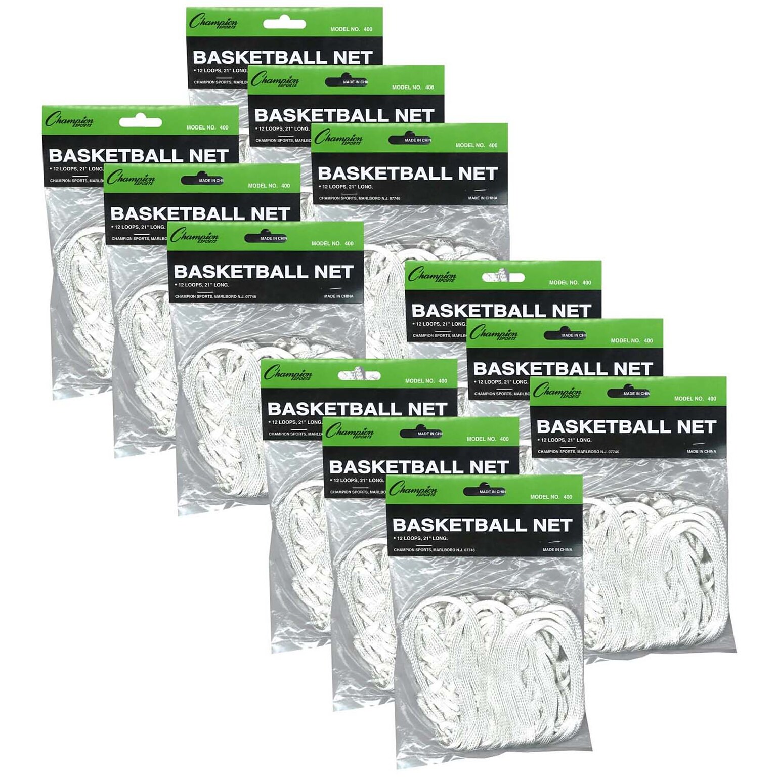 Champion Sports Economy Basketball Net, White, Pack of 12 (CHS400-12)