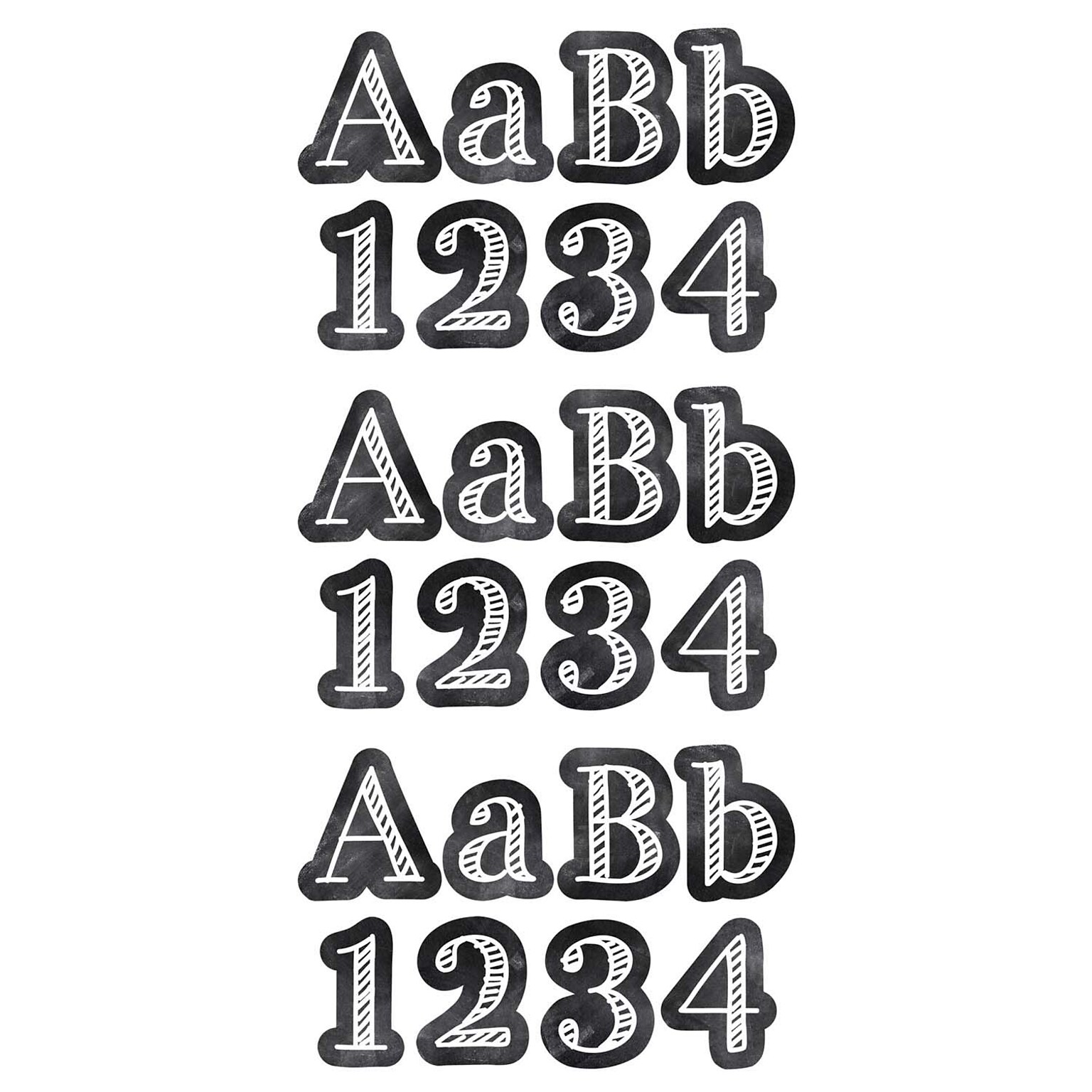 Creative Teaching Press® Chalk It Up! 4 Chalkboard Designer Letters, Black/White, 211 Per Pack, 3 Packs (CTP0279-3)