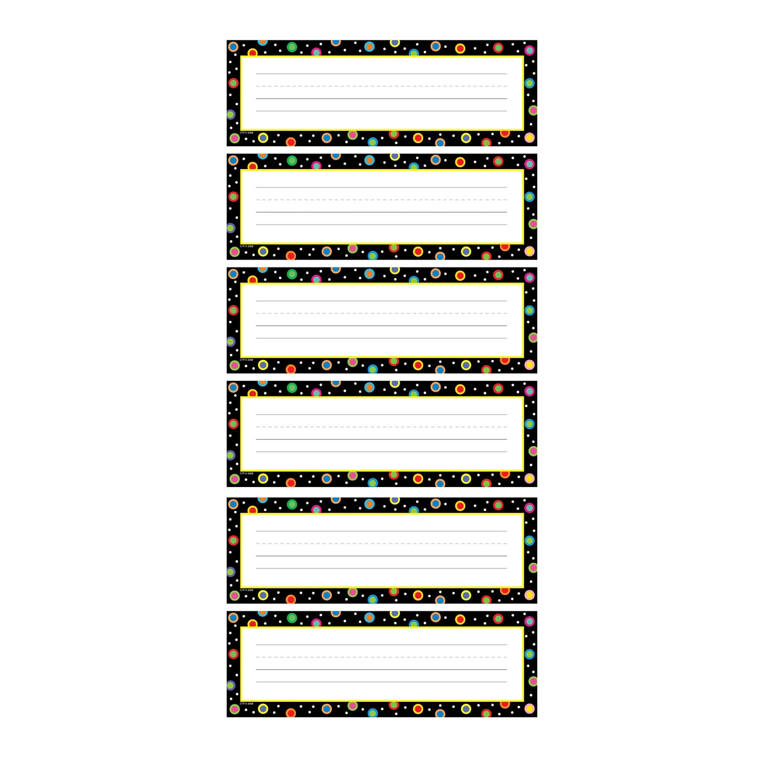 Creative Teaching Press® Dots on Black Nameplates, 9.5 x 3.25, 36 Per Pack, 6 Packs (CTP4499-6)
