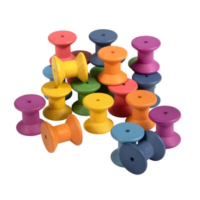 TickiT® Rainbow Wooden Spools, Assorted Rainbow Colors, Set of 21 (CTU73975)