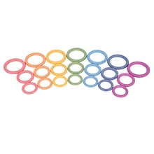 TickiT® Rainbow Wooden Rings, Assorted Rainbow Colors,  Set of 21 (CTU73977)