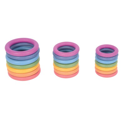 TickiT® Rainbow Wooden Rings, Assorted Rainbow Colors,  Set of 21 (CTU73977)