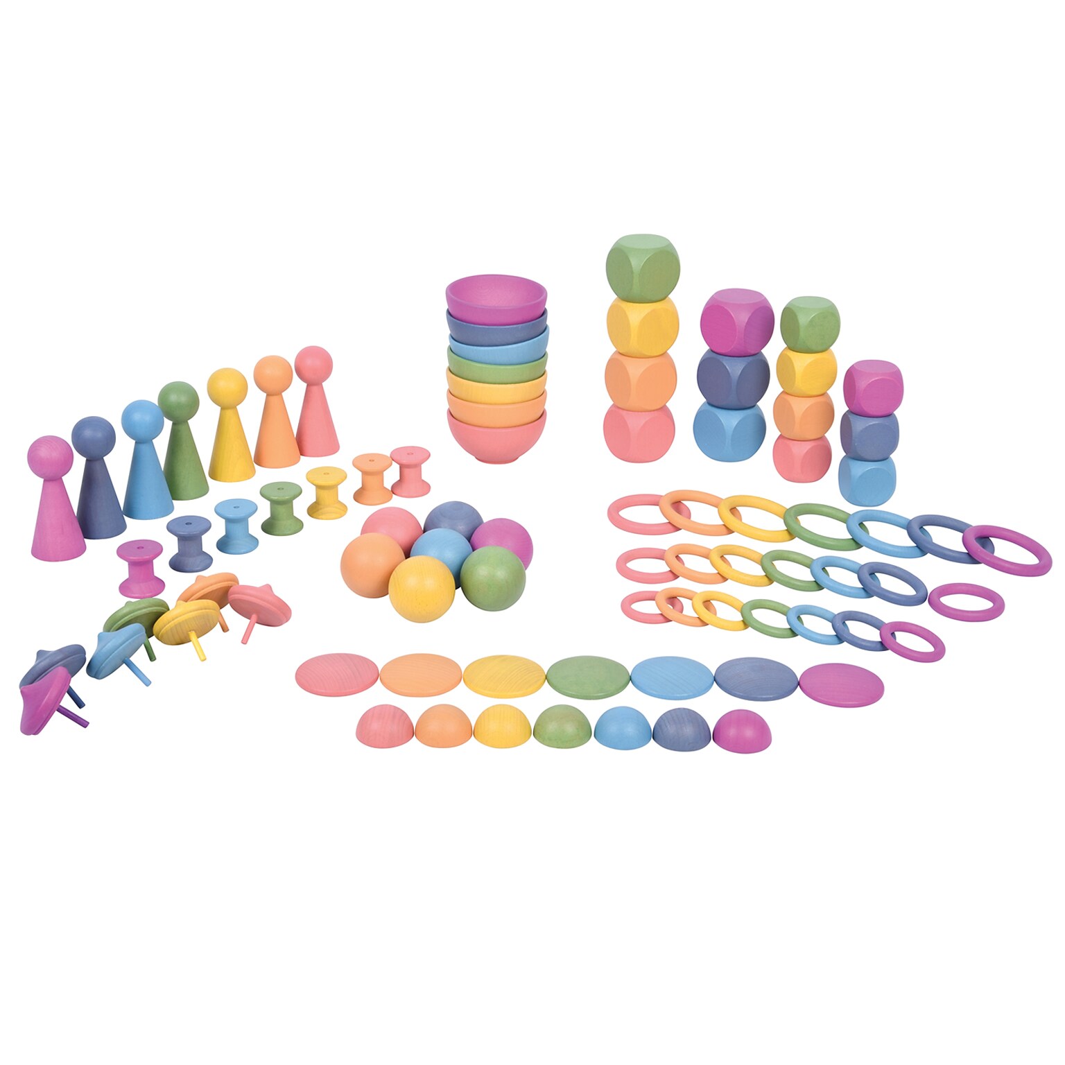 TickiT® Rainbow Wooden Super Set, Assorted Rainbow Colors, 84 Pieces (CTU73979)