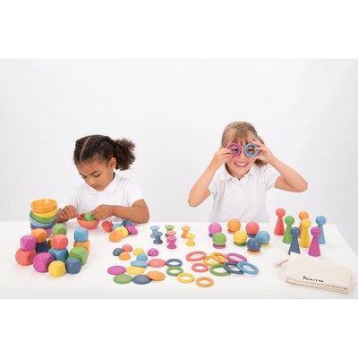 TickiT® Rainbow Wooden Super Set, Assorted Rainbow Colors, 84 Pieces (CTU73979)