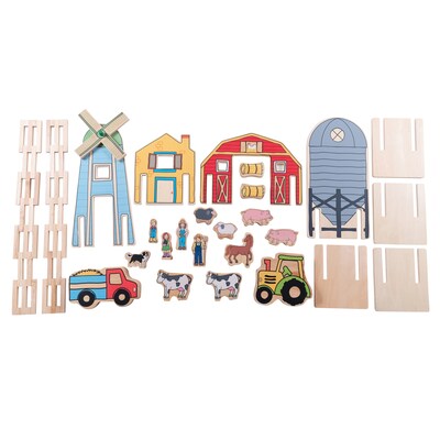 The Freckled Frog Happy Architect Wooden Play Set, Farm, Set of 26 (CTUFF432)