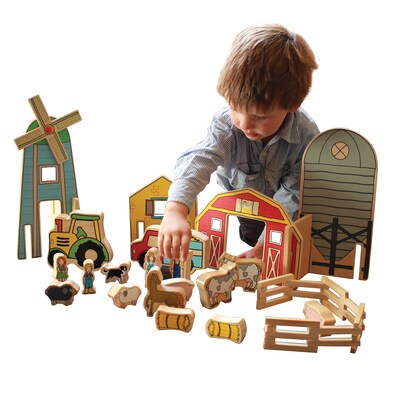 The Freckled Frog Happy Architect Wooden Play Set, Farm, Set of 26 (CTUFF432)