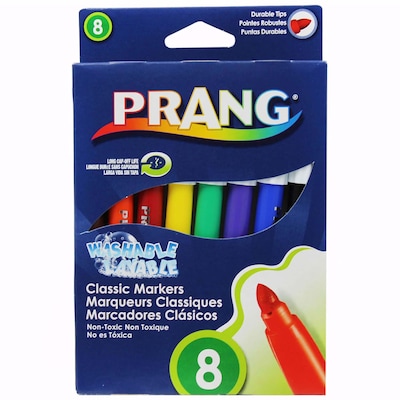Prang® Washable Classic Markers, Bullet Tip, 8 Colors Per Box, 3 Boxes (DIX80680-3)