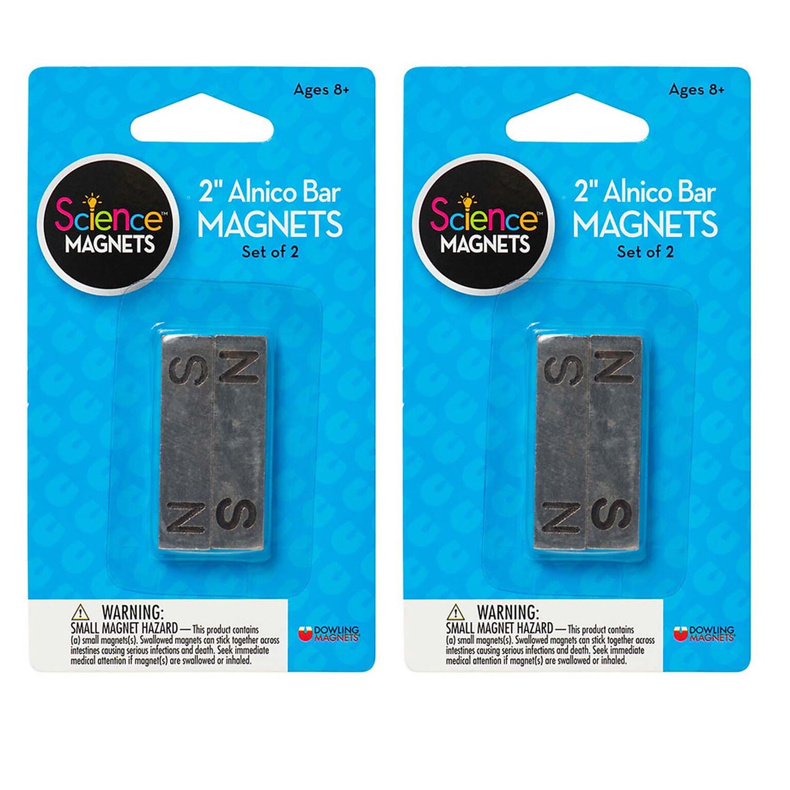 Dowling Magnets® 2 Alnico Bar Magnets, N/S Stamped, Gray, 2 Per Pack, 2 Packs (DO-731012-2)