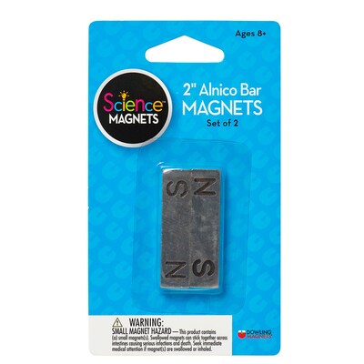 Dowling Magnets® 2" Alnico Bar Magnets, N/S Stamped, Gray, 2 Per Pack, 2 Packs (DO-731012-2)