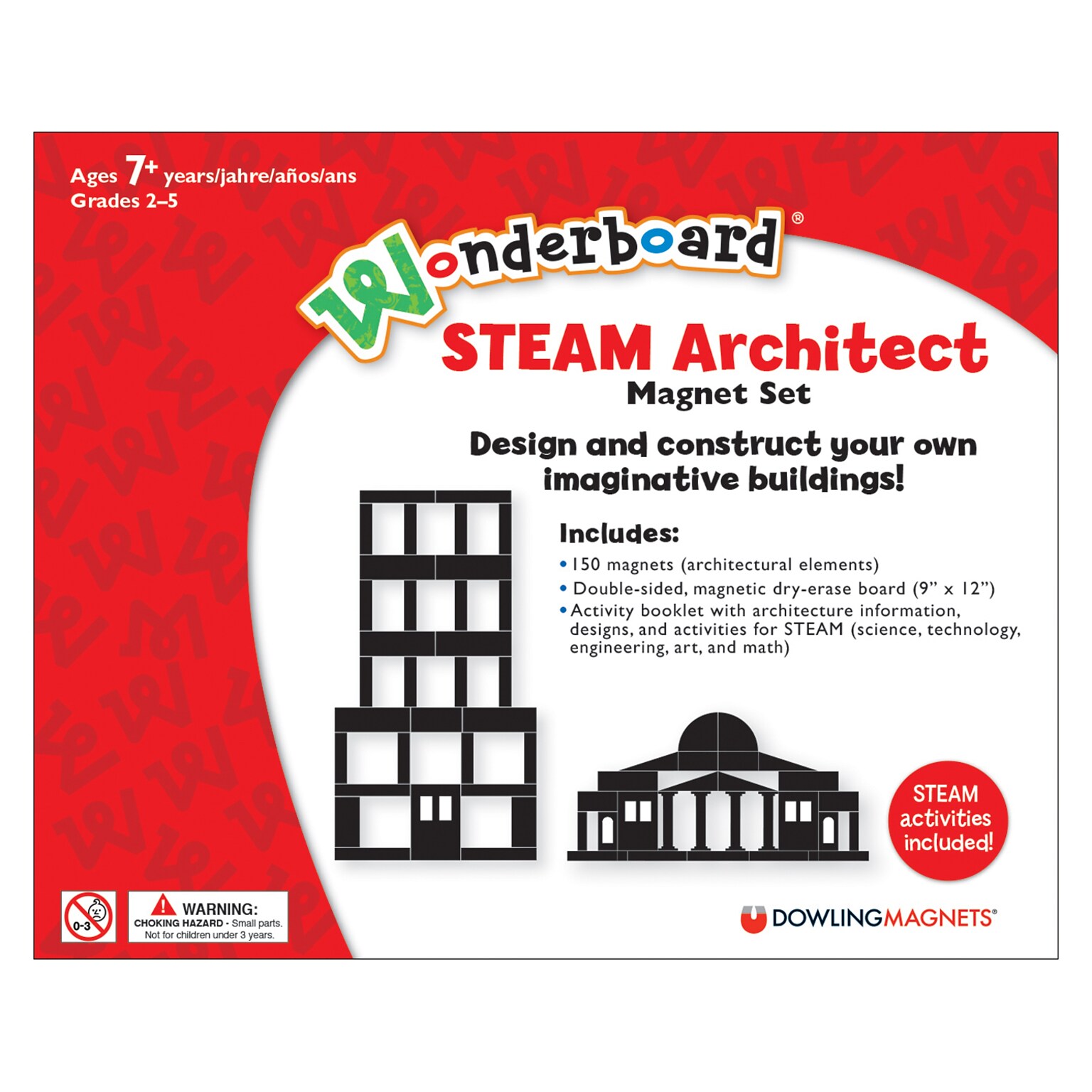 Dowling Magnets® Wonderboard STEAM Architect Magnet Set, Black/White (DO-736221)