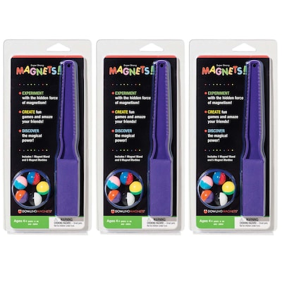 Dowling Magnets® Magnet Wand & 5 Magnet Marbles, Assorted Colors, 3 Sets (DO-736600-3)