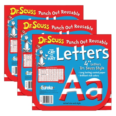 Eureka Dr. Seuss 4 Reusable Punch Out Deco Letters, Stripes, 217 Pieces/Pack, 3 Packs (EU-487215-3)