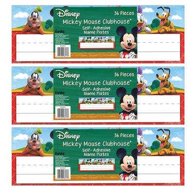 Eureka® Self-Adhesive Mickey Mouse Clubhouse® Nameplates, 9.625 x 3.25, 36 Per Pack, 3 Packs (EU-8
