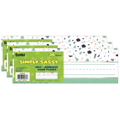 Eureka® Self-Adhesive Simply Sassy Nameplates, 9.625" x 3.25", 36 Per Pack, 3 Packs (EU-833073-3)