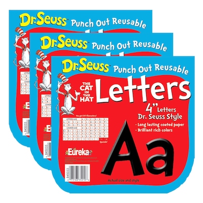 Eureka Dr. Seuss 4 Reusable Punch Out Deco Letters, Black, 217 Pieces/Pack, 3 Packs (EU-845033-3)