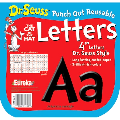 Eureka Dr. Seuss 4 Reusable Punch Out Deco Letters, Black, 217 Pieces/Pack, 3 Packs (EU-845033-3)