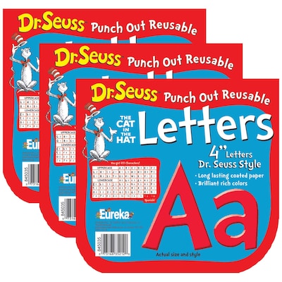 Eureka® Dr. Seuss™ 4 Reusable Punch Out Deco Letters, Red, 217 Pieces Per Pack, 3 Packs (EU-845035-