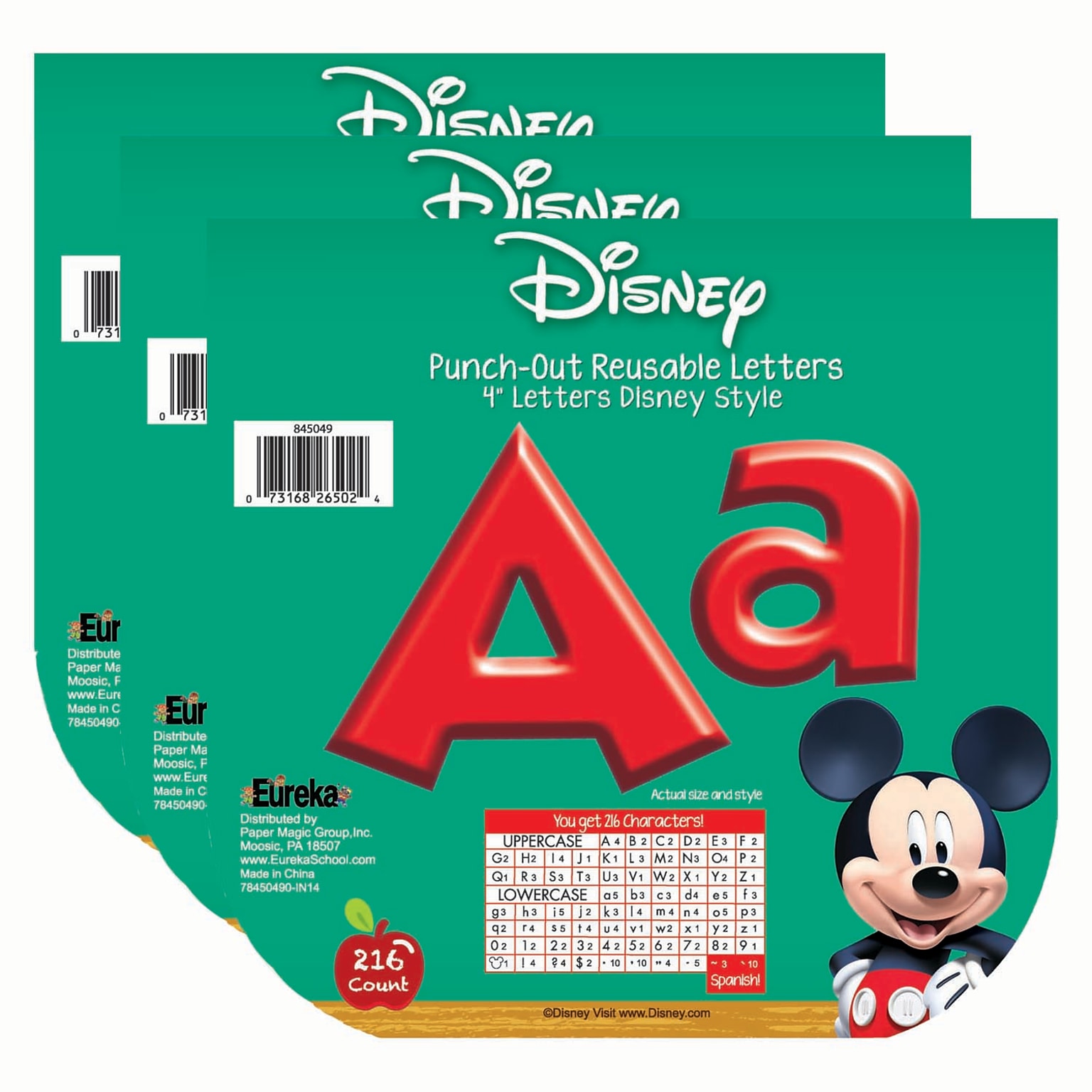 Eureka Mickey Mouse Clubhouse 4 Reusable Punch Out Deco Letters, Red, 216/Pack, 3 Packs (EU-845049-3)