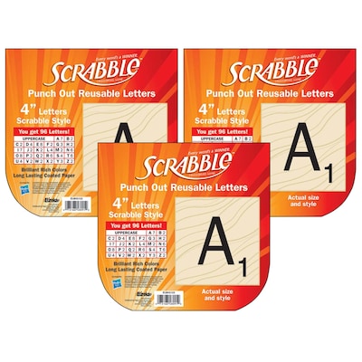 Eureka Scrabble 4 Reusable Punch Out Letters, 96/Pack, 3 Packs (EU-845153-3)