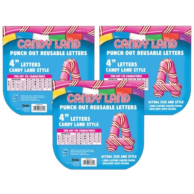 Eureka Candy Land 4 Peppermint Stripe Deco Letters, Multicolored, 176/Pack, 3 Packs (EU-845155-3)