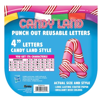 Eureka Candy Land 4" Peppermint Stripe Deco Letters, Multicolored, 176/Pack, 3 Packs (EU-845155-3)
