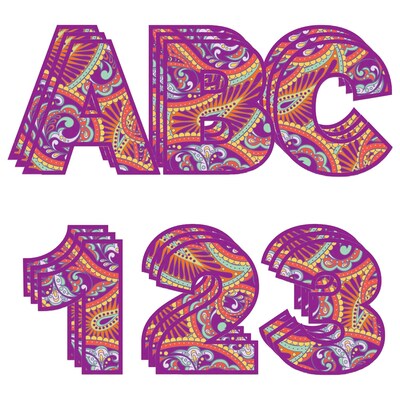 Eureka® Positively Paisley 4-1/8 Reusable Deco Letters, Assorted Colors, 184 Per Pack, 3 Packs (EU-