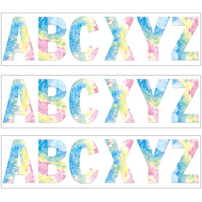 Eureka® 7 Deco Letters, Fluorescent Tie-Dye, 129 Per Pack, 3 Packs (EU-850003-3)