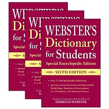 Websters Dictionary for Students, Special Encyclopedic Edition, Sixth Edition, Pack of 3
