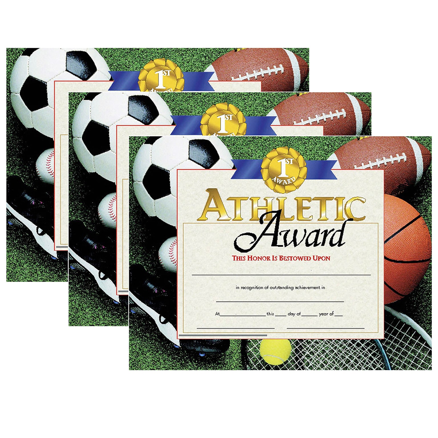 Hayes Publishing Athletic Award Certificates, 8.5 x 11, 30 Per Pack, 3 Packs (H-VA526-3)